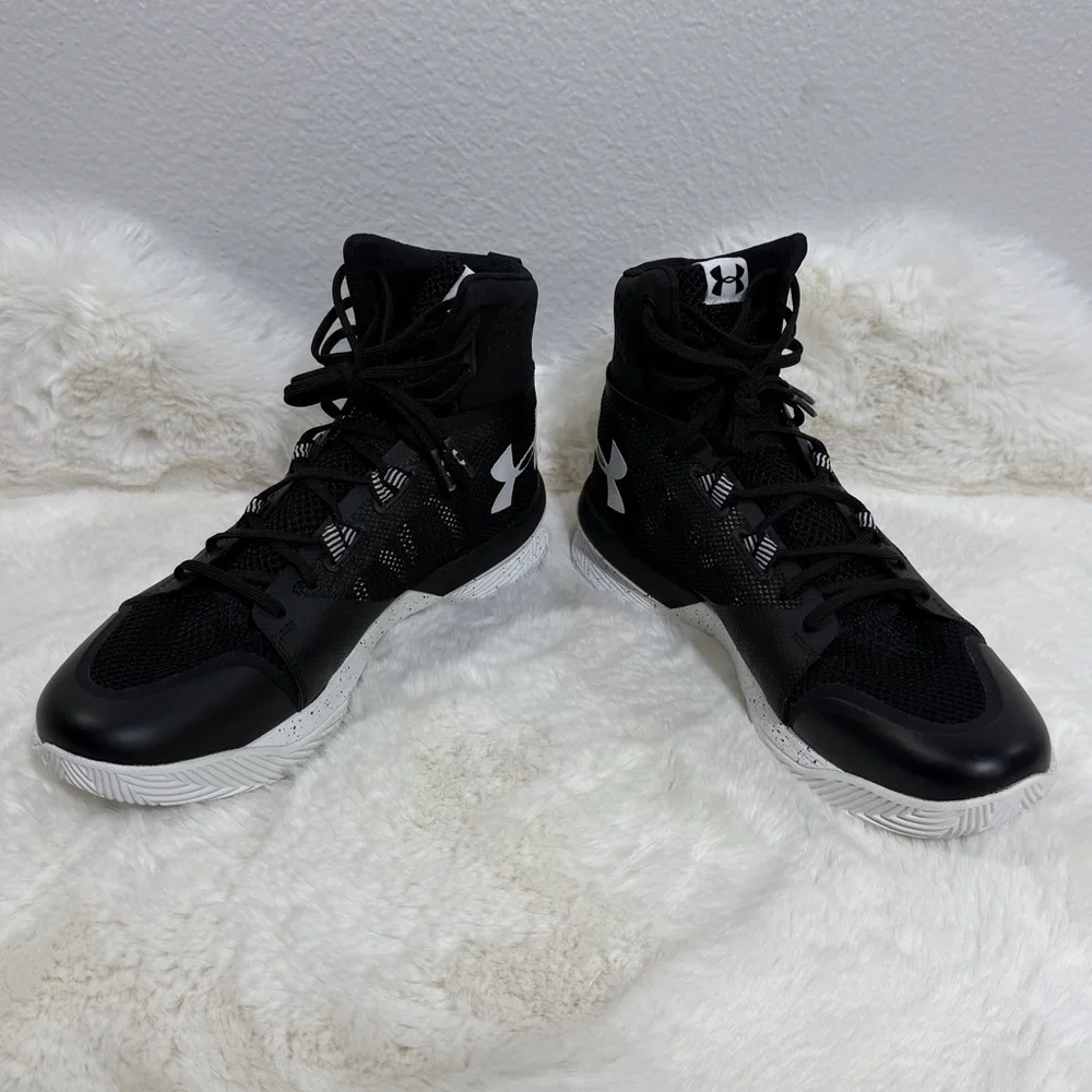 Under Armour Highlight Ace Sneakers Black White Mid-Top Volleyball Shoes - Picture 6 of 8